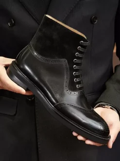 Bottes de travail Martin pour hommes Bottines courtes en cuir marron