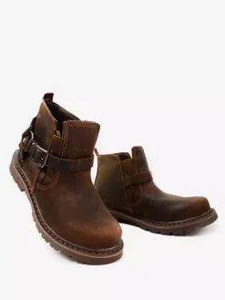 Bottes de travail pour hommes Chelsea Boots en cuir de vachette classique marron café bottines courtes