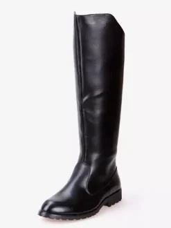 Bottes d'équitation noires pour hommes bout rond style militaire