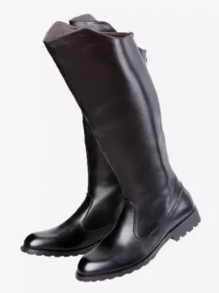 Bottes d'équitation noires pour hommes bout rond style militaire