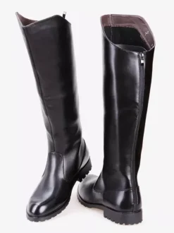 Bottes d'équitation noires pour hommes bout rond style militaire