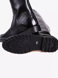 Bottes d'équitation noires pour hommes bout rond style militaire