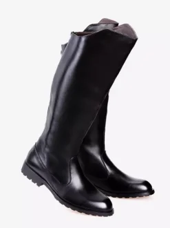 Bottes d'équitation noires pour hommes bout rond style militaire