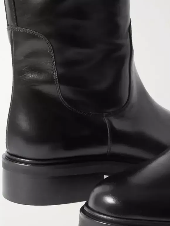 Bottes d'équitation noires pour femmes bottes plates à bout rond et hauteur genou