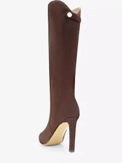 Bottes en daim au genou Bottes hautes à talons hauts et bout pointu