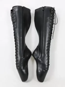 Bottes Femmes 2026 Noir Sexy Cuir Synthétique à Lacet Bottes de Ballet