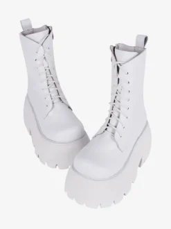 Bottes gothiques épaisses Lolita en cuir PU à bout rond chaussures Lolita blanches