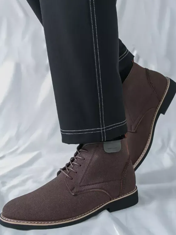 Bottes habillées pour hommes bottines à lacets en cuir suédé