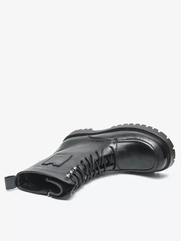 Bottes habillées pour hommes bout arrondi semelle épaisse lacets bottes courtes formelles