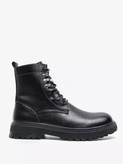 Bottes habillées pour hommes bout rond semelle épaisse lacets chaussures habillées