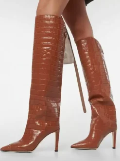 Bottes hautes à motif pierre pour femmes bottes à talons hauts et bout pointu