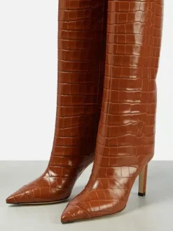 Bottes hautes à motif pierre pour femmes bottes à talons hauts et bout pointu