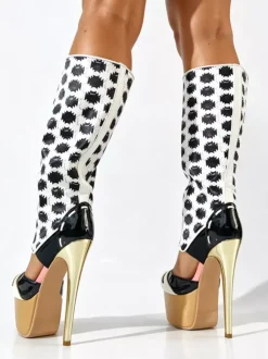 Bottes hautes à plateforme pour femmes bout ouvert talons hauts