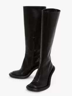 Bottes hautes chaussures femmes hautes à talons aiguilles gris chics