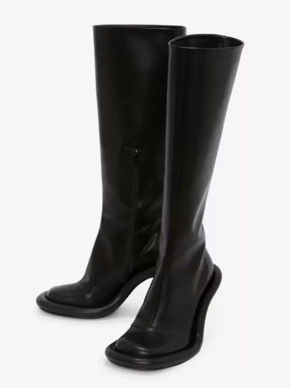 Bottes hautes chaussures femmes hautes à talons aiguilles gris chics