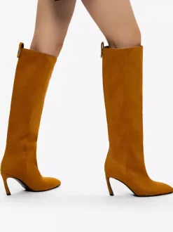 Bottes hautes en daim pour femmes bottes à talons hauts et bout pointu