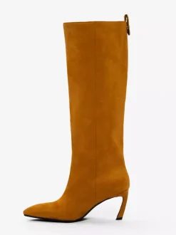 Bottes hautes en daim pour femmes bottes à talons hauts et bout pointu