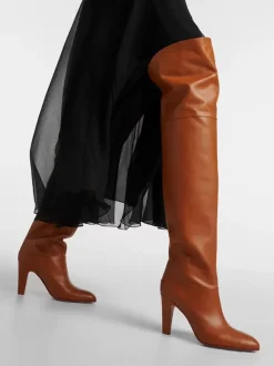 Bottes hautes noires pour femmes bottes à talons hauts bout pointu