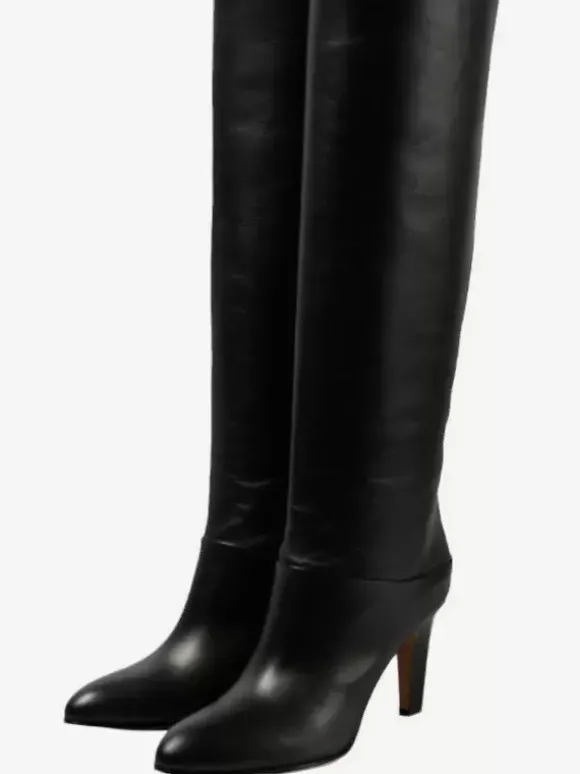 Bottes hautes noires pour femmes bottes à talons hauts bout pointu