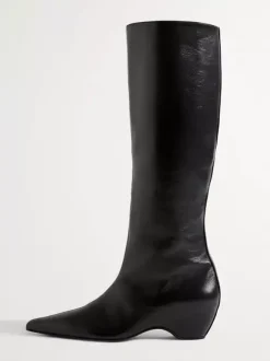 Bottes hautes pour femmes bottes à talons compensés et bout pointu