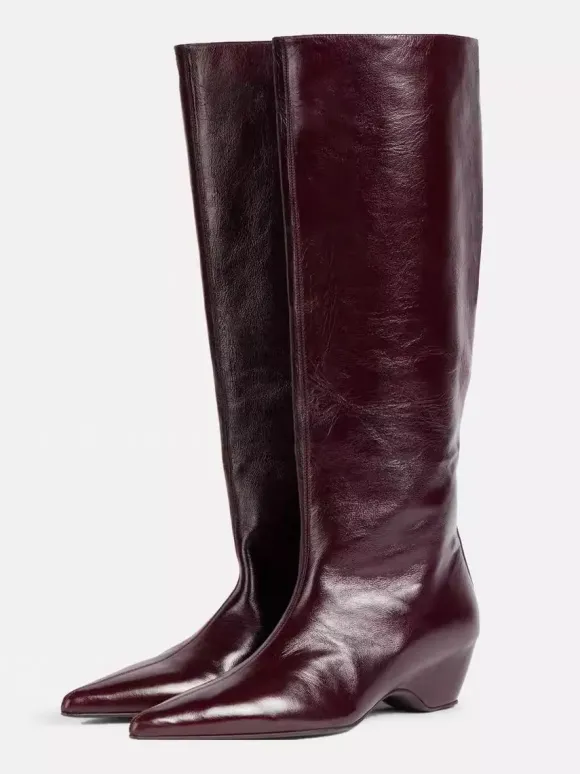 Bottes hautes pour femmes bottes à talons compensés et bout pointu
