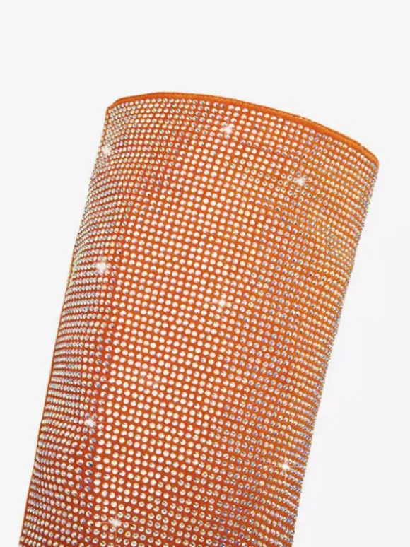 Bottes hautes pour femmes avec strass et talons hauts pour fêtes