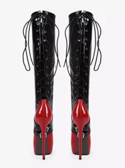Bottes hautes sexy pour femmes bottes à talons hauts à lacets avec boucle et plateforme