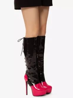 Bottes hautes sexy pour femmes bottes à talons hauts à lacets avec boucle et plateforme