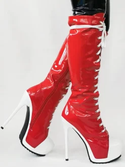 Bottes hauteur genou en toile à talon aiguille chaussures femmes