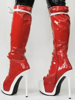 Bottes hauteur genou en toile à talon aiguille chaussures femmes