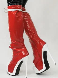 Bottes hauteur genou en toile à talon aiguille chaussures femmes