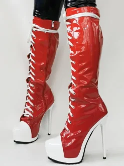 Bottes hauteur genou en toile à talon aiguille chaussures femmes