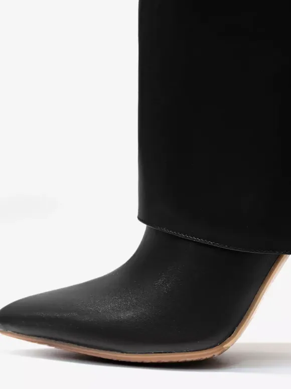Bottes hauteur genou repliées à bout pointu noires