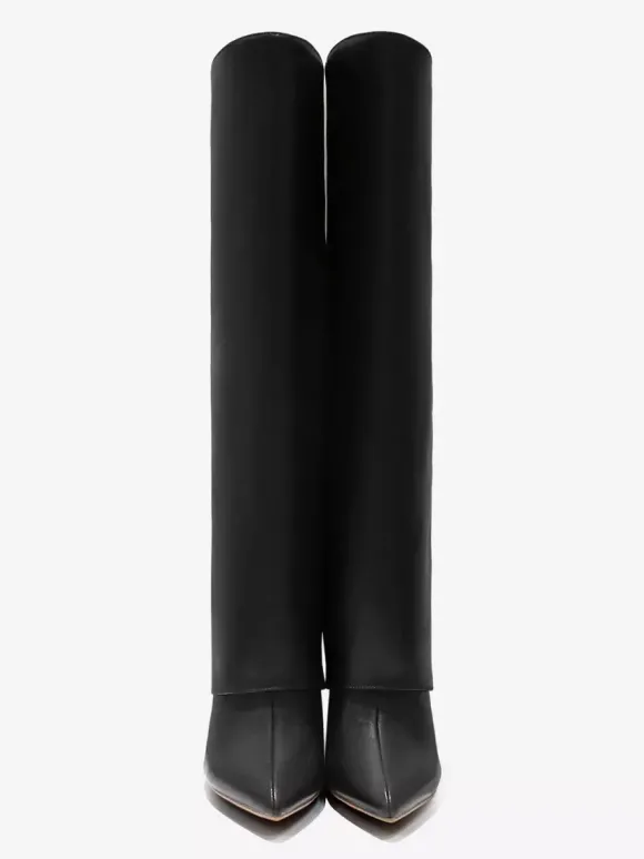 Bottes hauteur genou repliées à bout pointu noires
