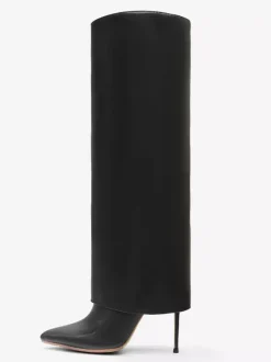 Bottes hauteur genou repliées à bout pointu noires