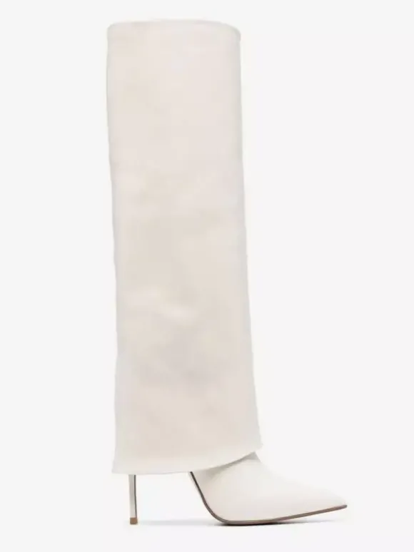 Bottes hauteur genou repliées à bout pointu noires