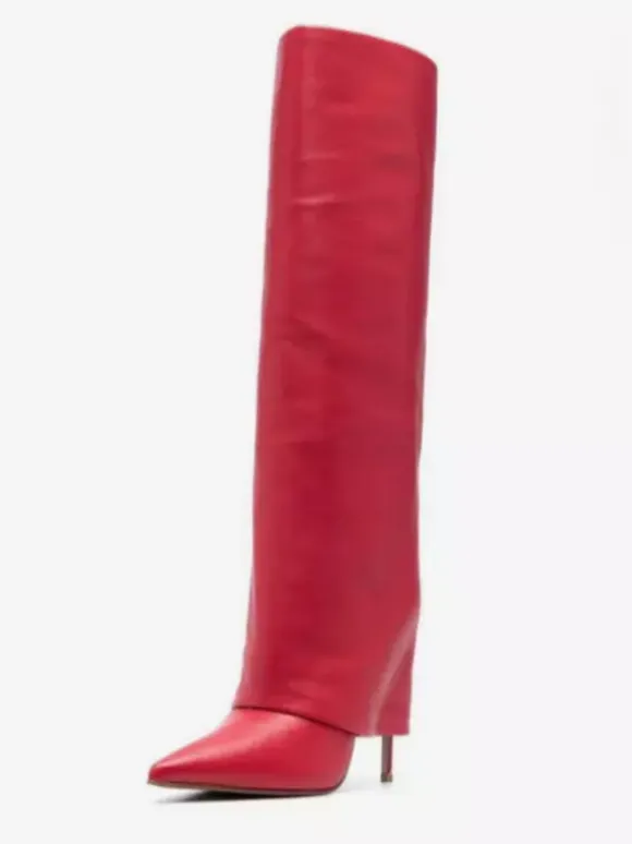 Bottes hauteur genou repliées à bout pointu noires