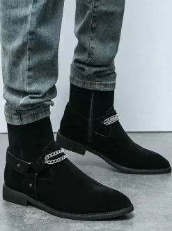 Bottes Homme Chukka Boots Cuir Daim Bout Rond