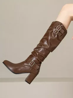 Bottes Lolita classiques à 艙illets noirs et bout rond en cuir PU Chaussures Lolita