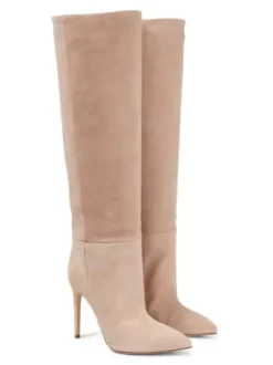 Bottes Mi-mollet Femme à Talons Hauts avec Bout Pointu en Cuir Synthétique Unicolore