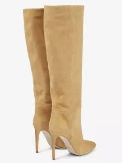 Bottes Mi-mollet Femme à Talons Hauts avec Bout Pointu en Cuir Synthétique Unicolore