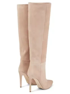 Bottes Mi-mollet Femme à Talons Hauts avec Bout Pointu en Cuir Synthétique Unicolore