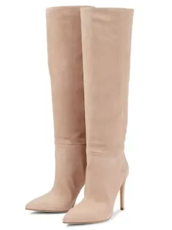 Bottes Mi-mollet Femme à Talons Hauts avec Bout Pointu en Cuir Synthétique Unicolore