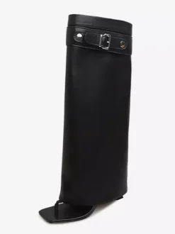 Bottes noires à talons hauts et boucle pour femme