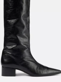 Bottes noires au-dessus du genou bout pointu talon épais cuissardes