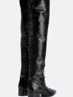 Bottes noires au-dessus du genou bout pointu talon épais cuissardes