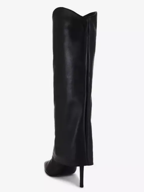 Bottes noires hautes à talons hauts et bout pointu pour femmes