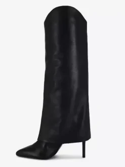 Bottes noires hautes à talons hauts et bout pointu pour femmes