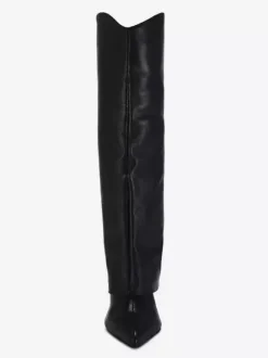 Bottes noires hautes à talons hauts et bout pointu pour femmes