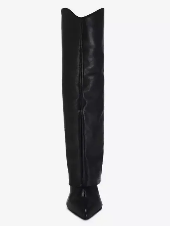 Bottes noires hautes à talons hauts et bout pointu pour femmes